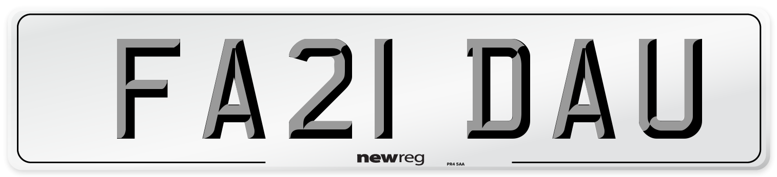 FA21 DAU Number Plate from New Reg